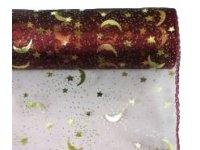 Organza 38/8,2m hvězdy vínovo hnědé